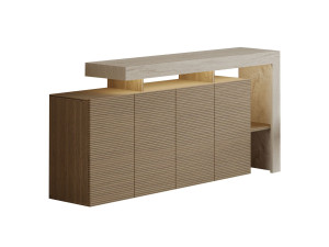 Anrichte aus Holz "Beliz" - 170 x 35 x 80 cm - Travertin / Eiche Warm