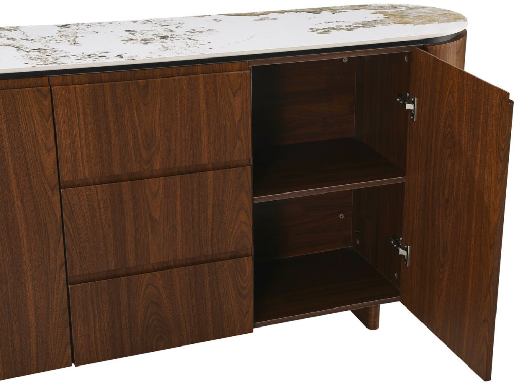 Anrichte aus Holz mit Keramikplatte "Stonea" - 180 x 40 x 85 cm - Braun
