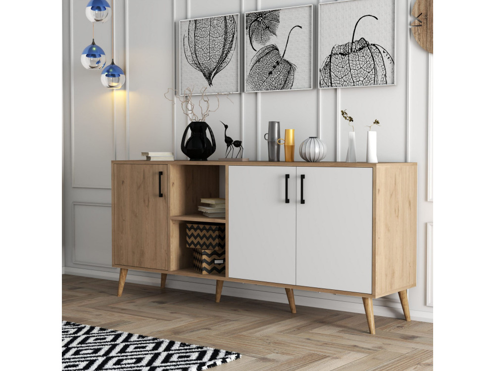 Holzanrichte "Exxen" - 180 x 45 x 80 cm - Weiß