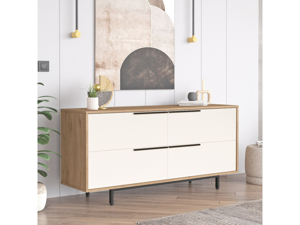Anrichte aus Holz "ON3-SW" - 160 x 44 x 74 cm - Weiß