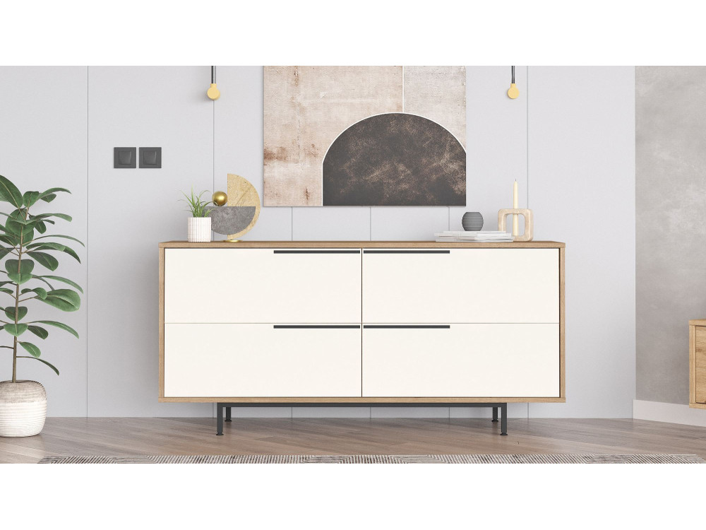 Anrichte aus Holz "ON3-SW" - 160 x 44 x 74 cm - Weiß