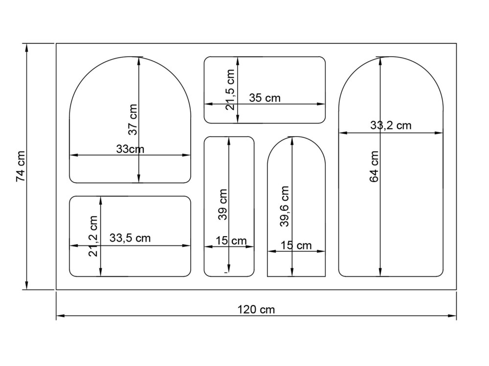 Holzanrichte "Liva 120" - 120 x 37 x 74 cm - Anthrazitgrau