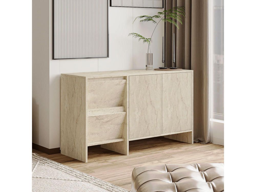 Anrichte aus Holz "Laris 130" - 130 x 44 x 82 cm - Travertin
