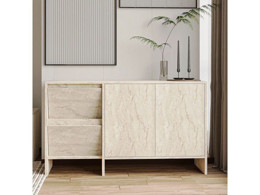 Anrichte aus Holz "Laris 130" - 130 x 44 x 82 cm - Travertin