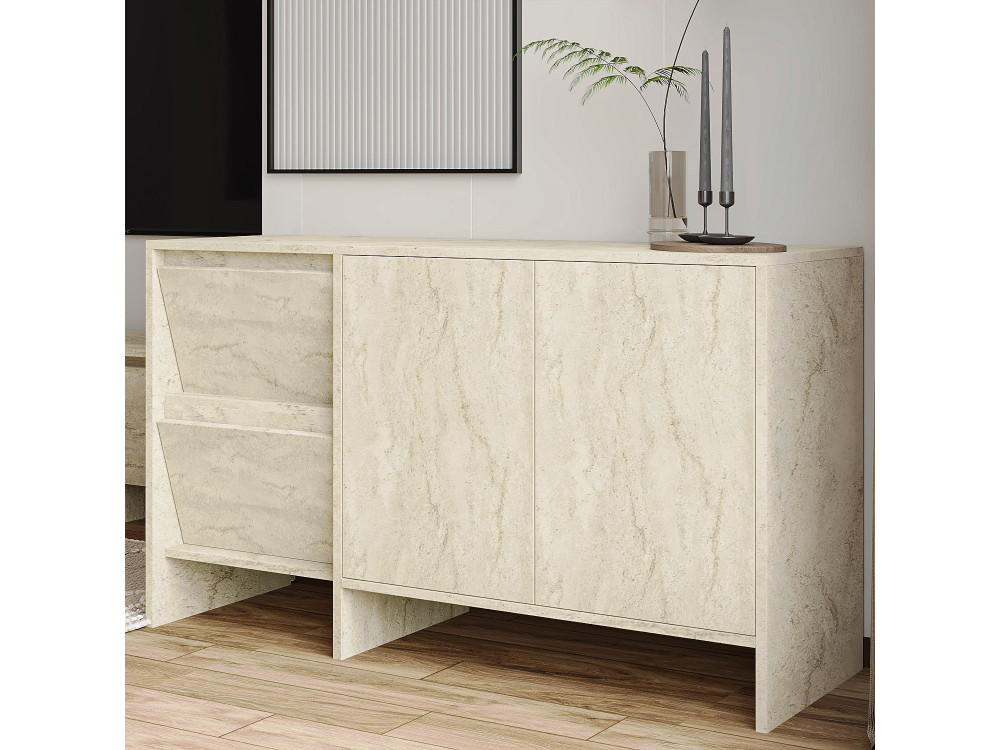 Anrichte aus Holz "Laris 130" - 130 x 44 x 82 cm - Travertin
