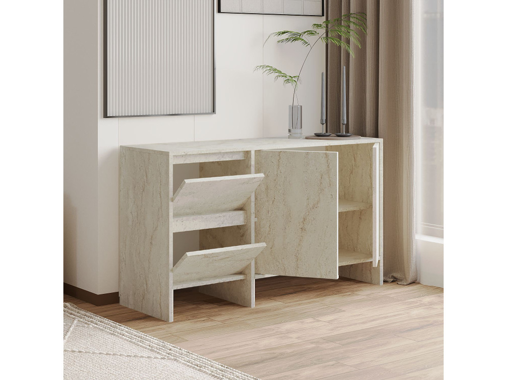 Anrichte aus Holz "Laris 130" - 130 x 44 x 82 cm - Travertin