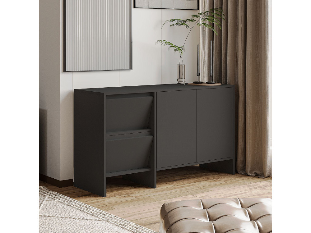 Holzanrichte "Laris 130" - 130 x 44 x 82 cm - Anthrazitgrau
