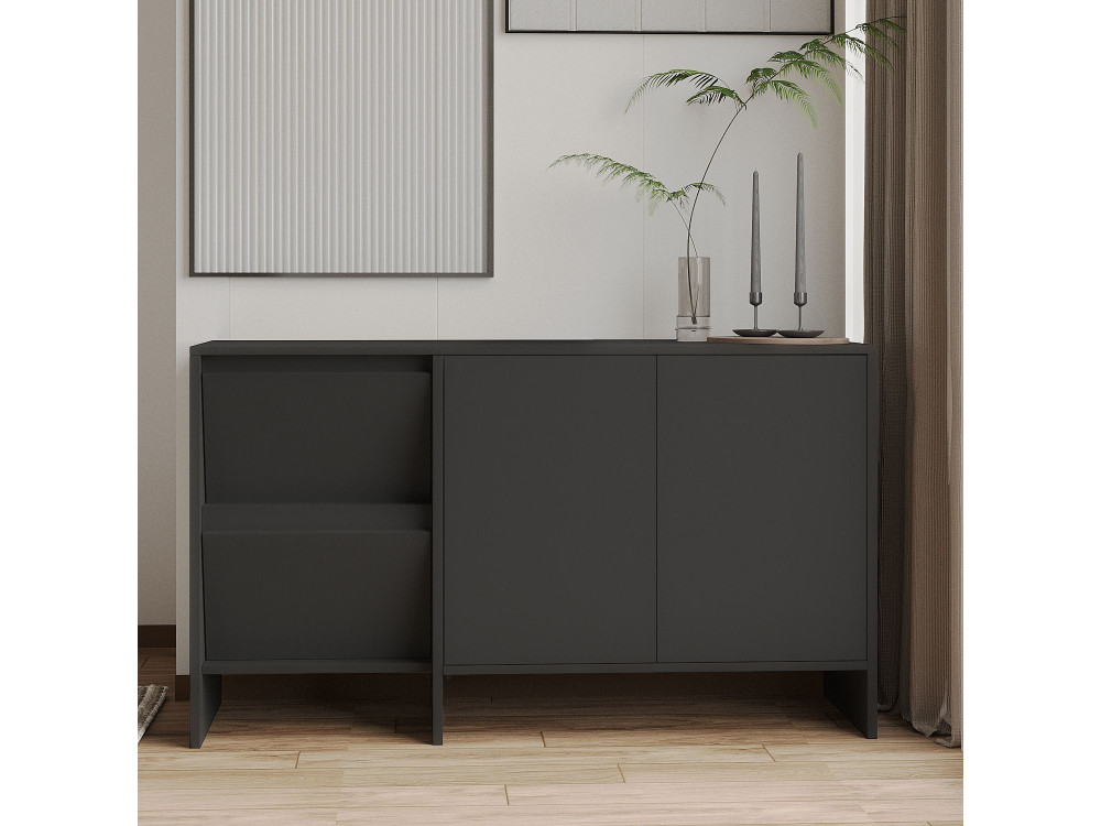 Holzanrichte "Laris 130" - 130 x 44 x 82 cm - Anthrazitgrau