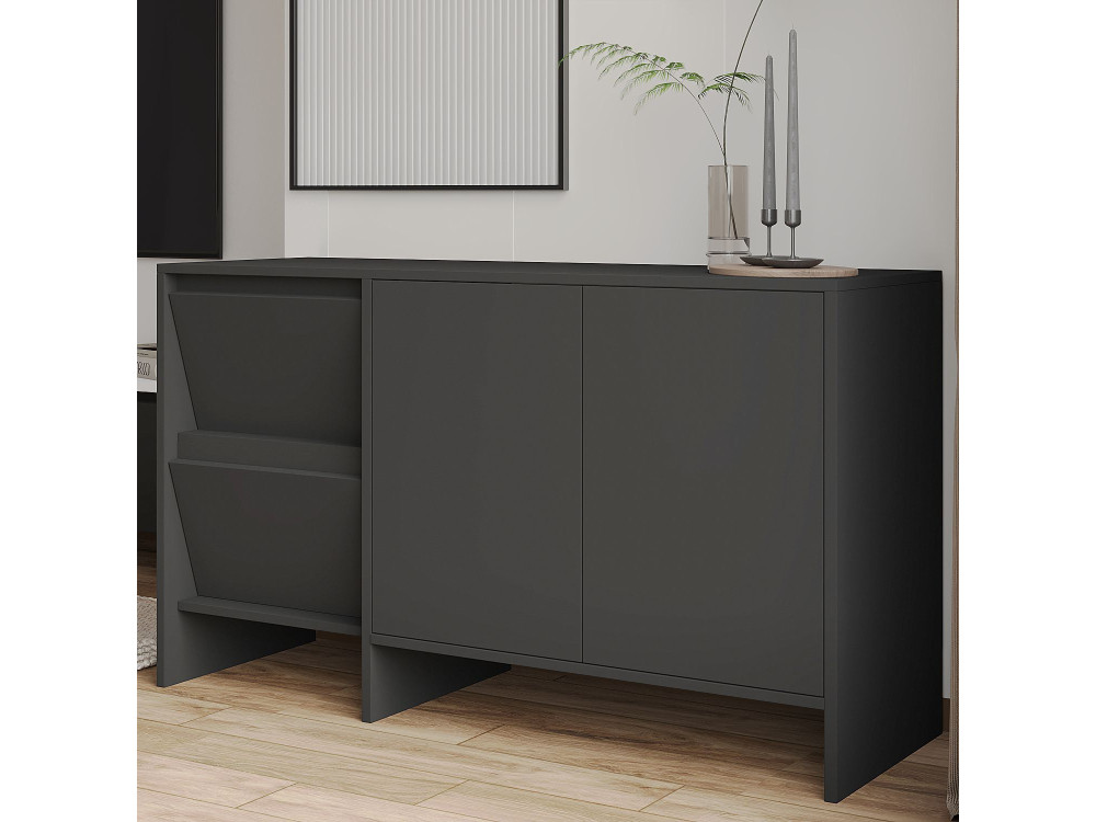 Holzanrichte "Laris 130" - 130 x 44 x 82 cm - Anthrazitgrau