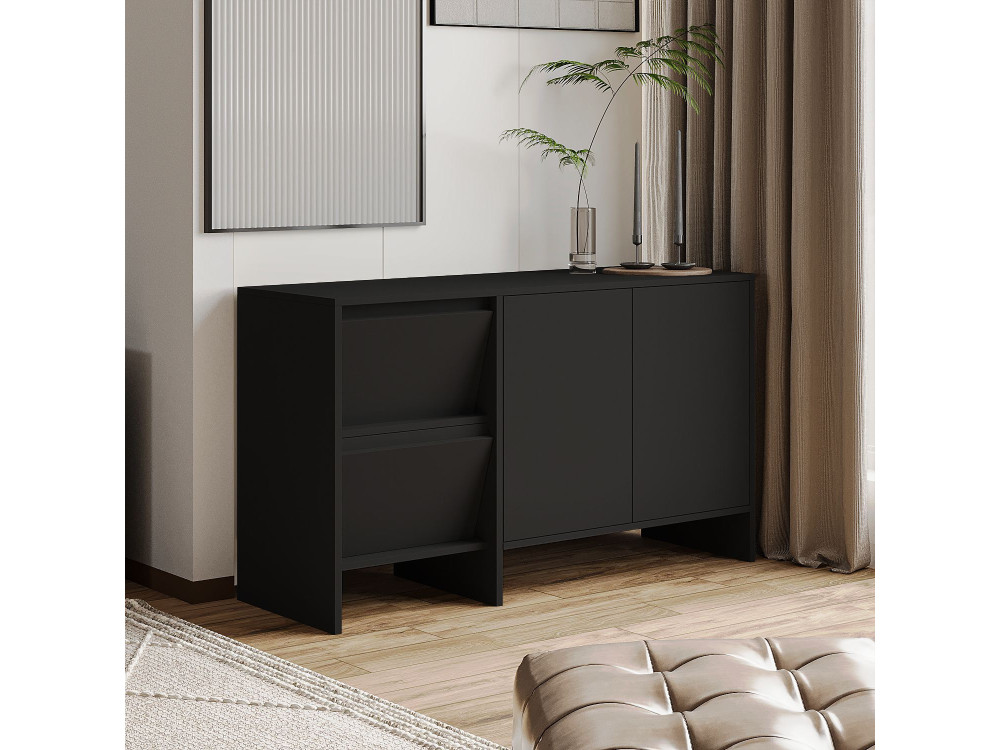 Holzbuffet "Laris 130" - 130 x 44 x 82 cm - Schwarz