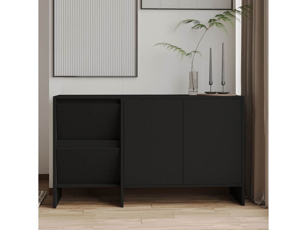 Holzbuffet "Laris 130" - 130 x 44 x 82 cm - Schwarz