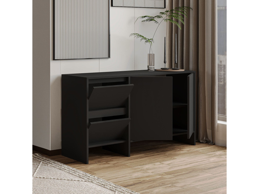 Holzbuffet "Laris 130" - 130 x 44 x 82 cm - Schwarz