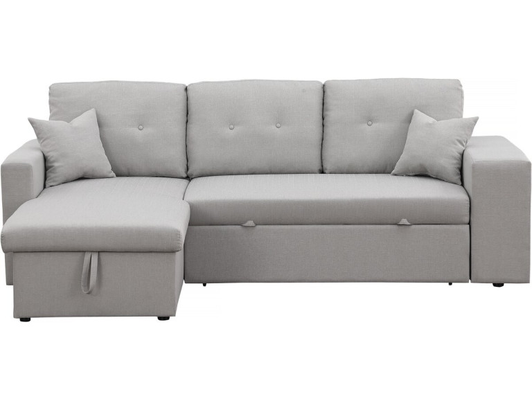 Ecksofa reversibel mit Schlaffunktion "Axel" - 3-Sitzer - Hellgrau