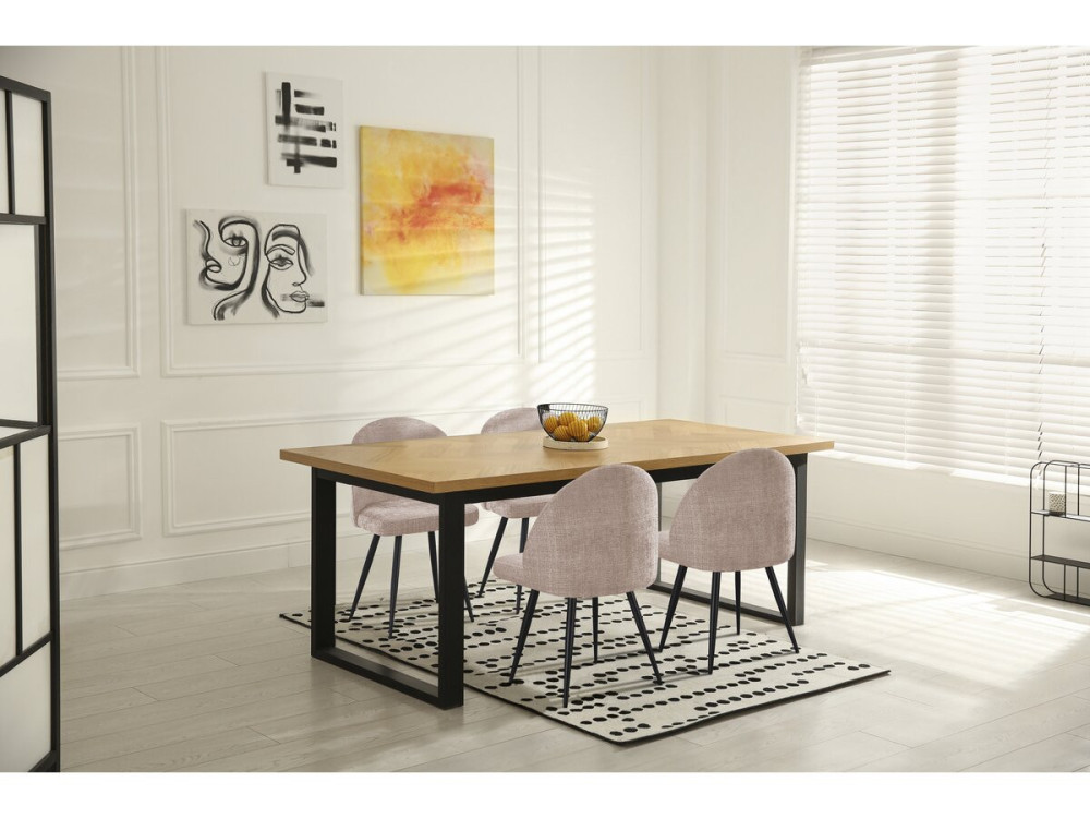 Set mit 2 Stoffstühlen „Samuel“ – 53 x 51 x 82 cm – Beige