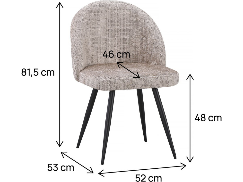 Set mit 2 Stoffstühlen „Samuel“ – 53 x 51 x 82 cm – Beige