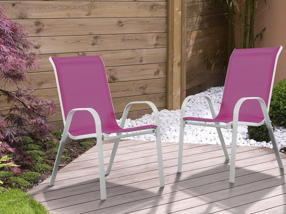Gartenstuhl aus Textilene "Cordoba" - Phoenix - Rose - 2er-Set
