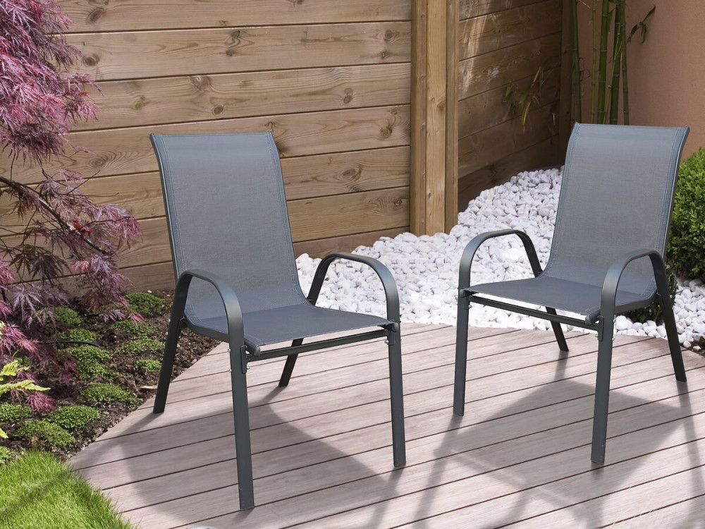 Gartensessel aus Textilene "Cordoba" - Phoenix - 2er-Set - Anthrazit