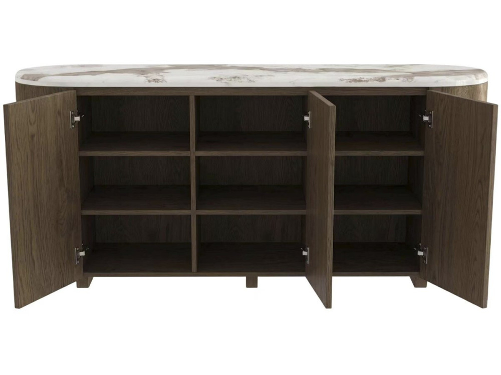 Holzsideboard mit Keramikplatte „Azya“ – 160 x 45 x 75 cm – Braun