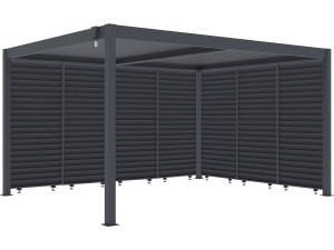 Bioklimatische Pergola mit 7 Aluminium-Lamellen „Windsor“ – 3 x 4 m – Grau
