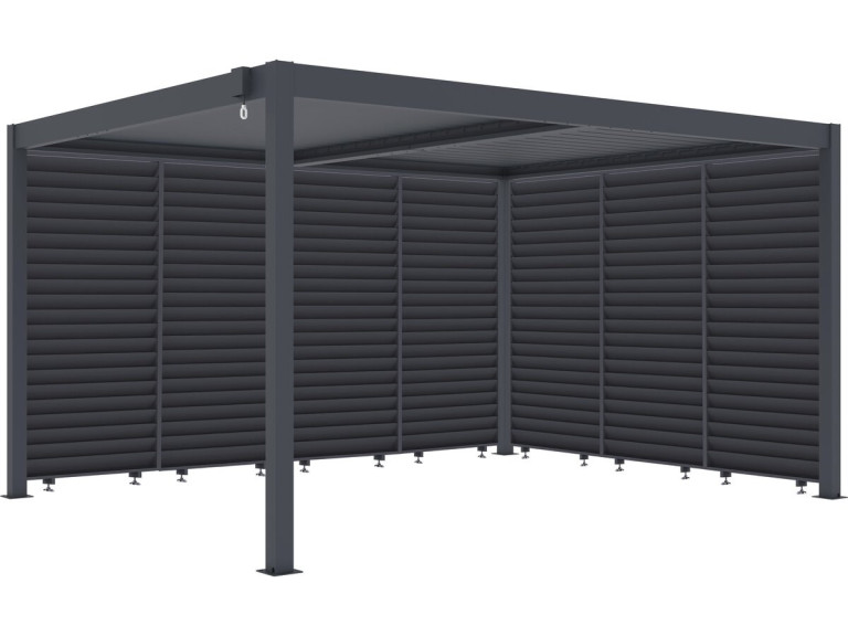 Bioklimatische Pergola mit 7 Aluminium-Lamellen „Windsor“ – 3 x 4 m – Grau