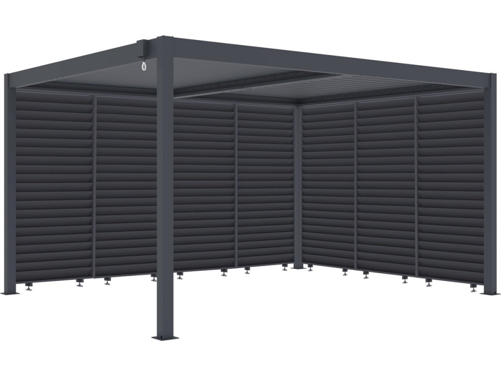 Bioklimatische Pergola mit 7 Aluminium-Lamellen „Windsor“ – 3 x 4 m – Grau