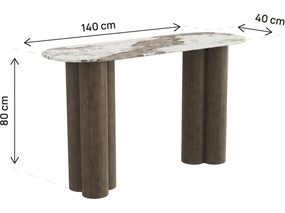 Konsole mit Keramikplatte „Zora“ – 140 cm – Braun