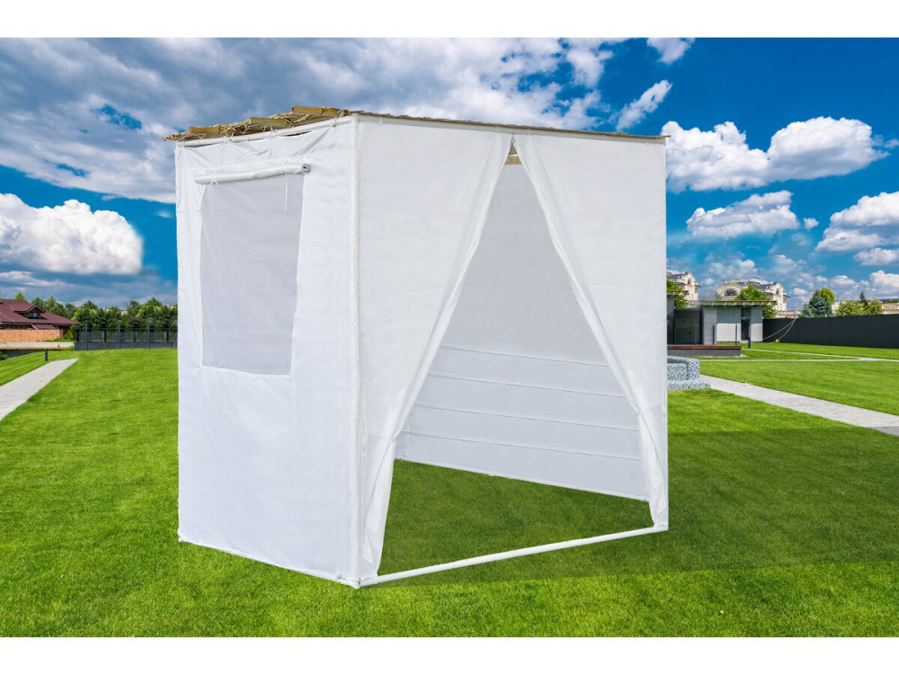 Sukkah-Set NINA anpassbar 2 x 2 mit 1 Bambusrolle und 2 Holzpfosten