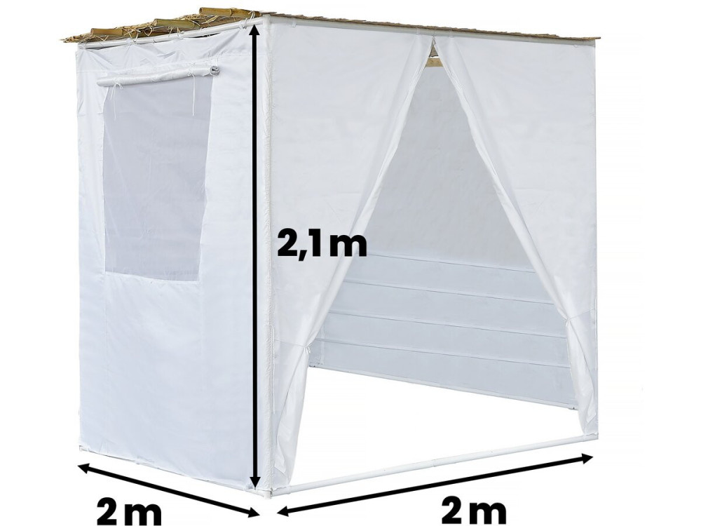 Sukkah-Set NINA anpassbar 2 x 2 mit 1 Bambusrolle und 2 Holzpfosten