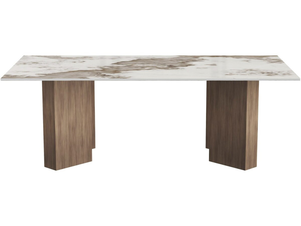 Holz-Couchtisch mit Keramikplatte „Elma“ – 120 x 60 x 40 cm – Braun