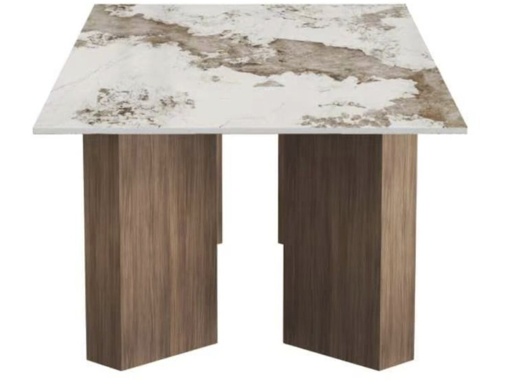 Holz-Couchtisch mit Keramikplatte „Elma“ – 120 x 60 x 40 cm – Braun