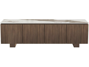 TV-Möbel aus Holz mit Keramikplatte „Elma“ – 160 x 45 x 45 cm – Braun