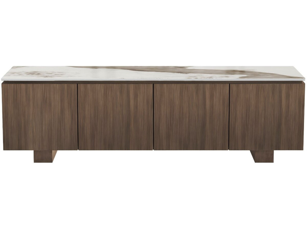 TV-Möbel aus Holz mit Keramikplatte „Elma“ – 160 x 45 x 45 cm – Braun