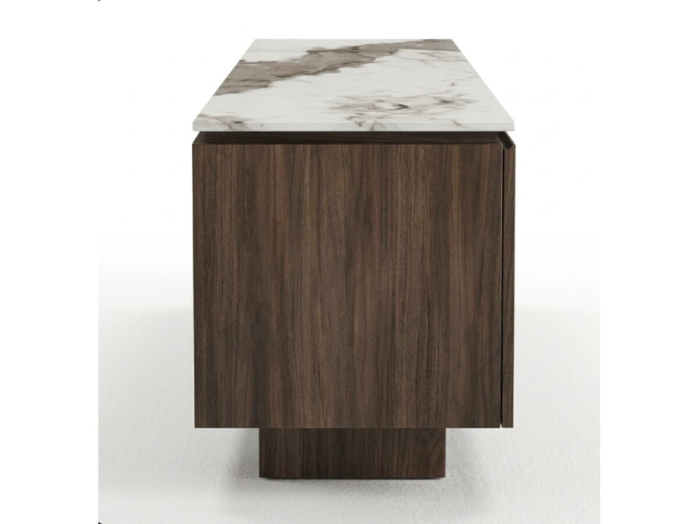 TV-Möbel aus Holz mit Keramikplatte „Elma“ – 160 x 45 x 45 cm – Braun