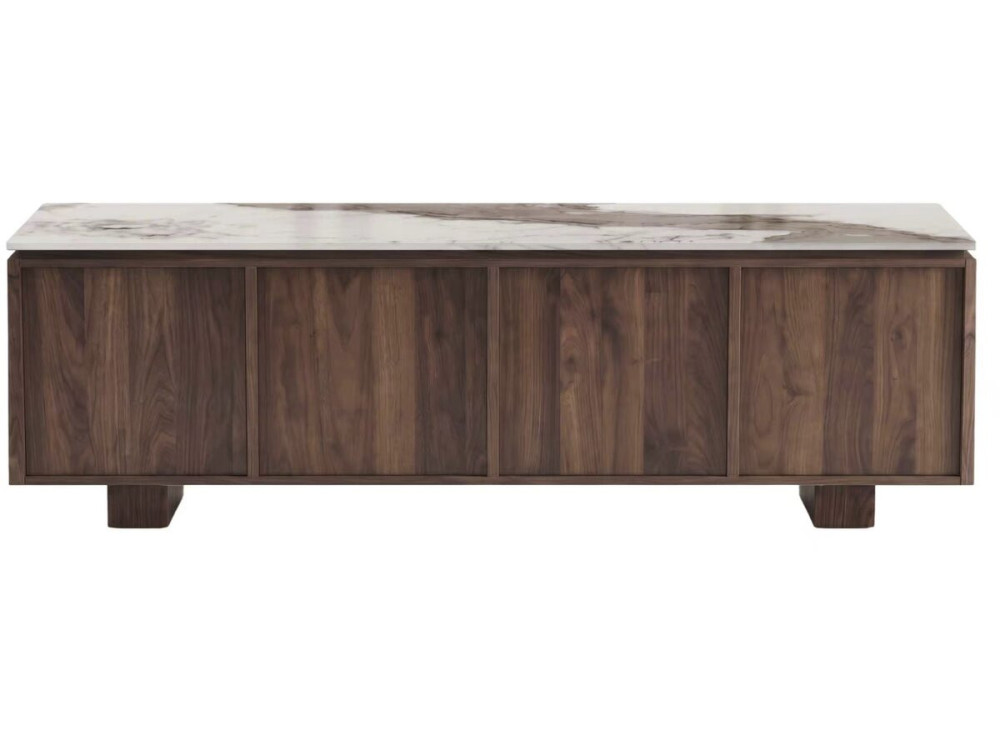 TV-Möbel aus Holz mit Keramikplatte „Elma“ – 160 x 45 x 45 cm – Braun