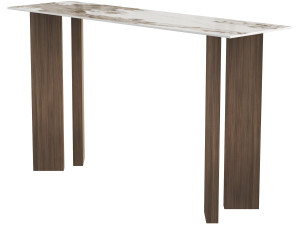 Holzkonsole mit Keramikplatte „Elma“ – 140 x 40 x 80 cm – Braun
