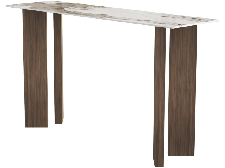 Holzkonsole mit Keramikplatte „Elma“ – 140 x 40 x 80 cm – Braun