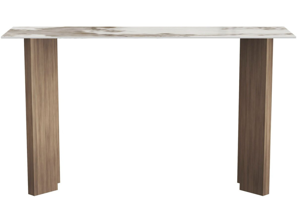 Holzkonsole mit Keramikplatte „Elma“ – 140 x 40 x 80 cm – Braun