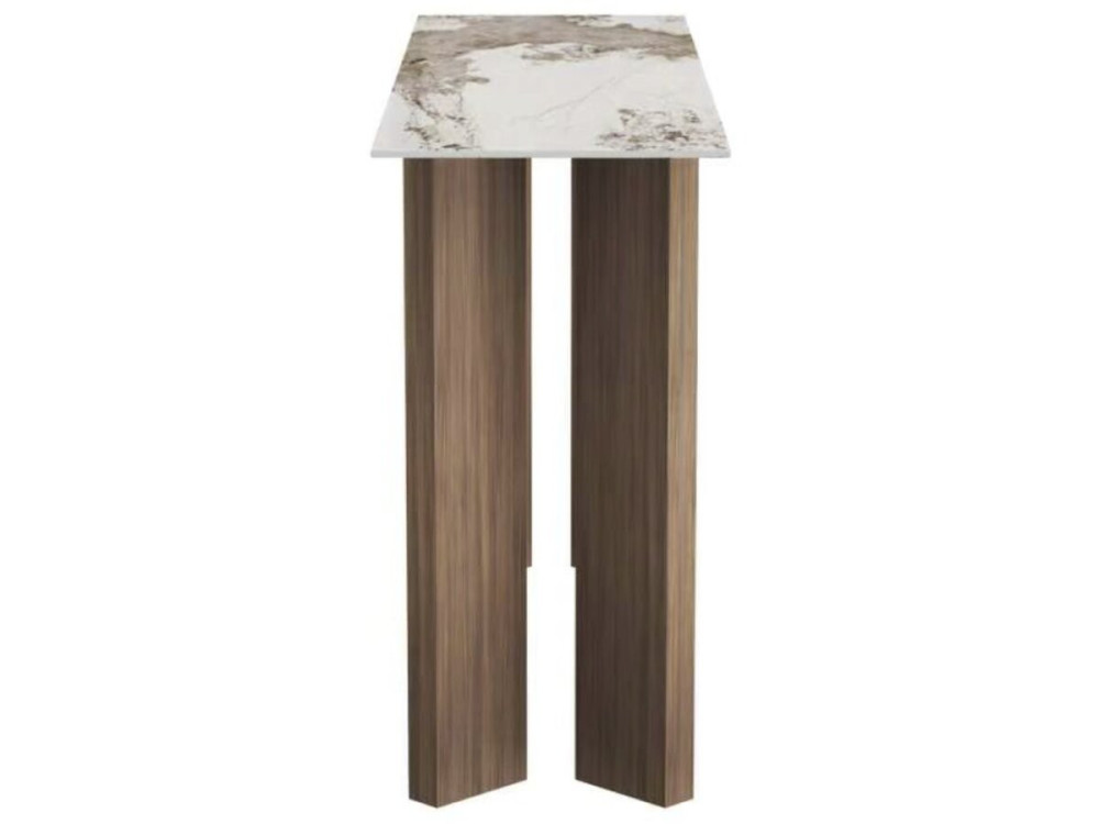Holzkonsole mit Keramikplatte „Elma“ – 140 x 40 x 80 cm – Braun