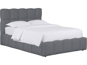 Stauraumbett "Davos" - Weiß Couleur Gris Taille 140 x 190 cm