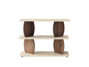 Beistelltisch aus Holz „Armonia“ – 90 x 30 x 70 cm – Travertin / Nussbaum