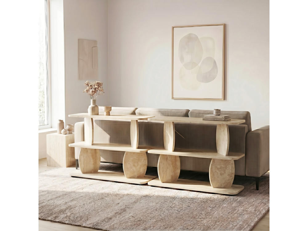 Beistelltisch aus Holz „Armonia“ – 90 x 30 x 70 cm – Travertin