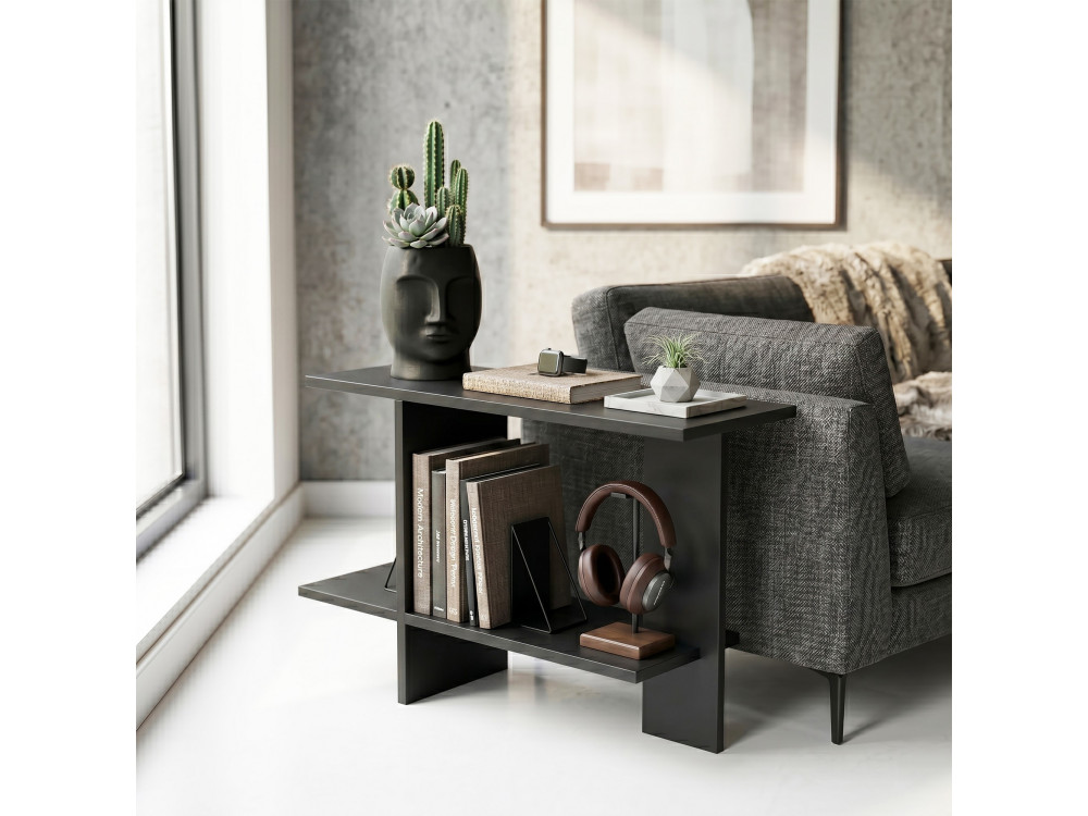 Beistelltisch aus Holz „Essenziale“ – 80 x 30 x 55 cm – Schwarz