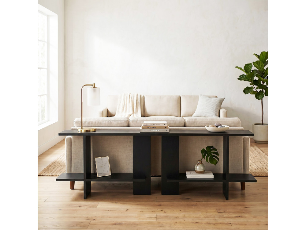 Beistelltisch aus Holz „Essenziale“ – 80 x 30 x 55 cm – Schwarz