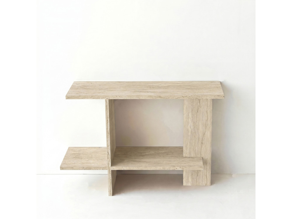 Beistelltisch aus Holz „Essenziale“ – 80 x 30 x 55 cm – Travertin