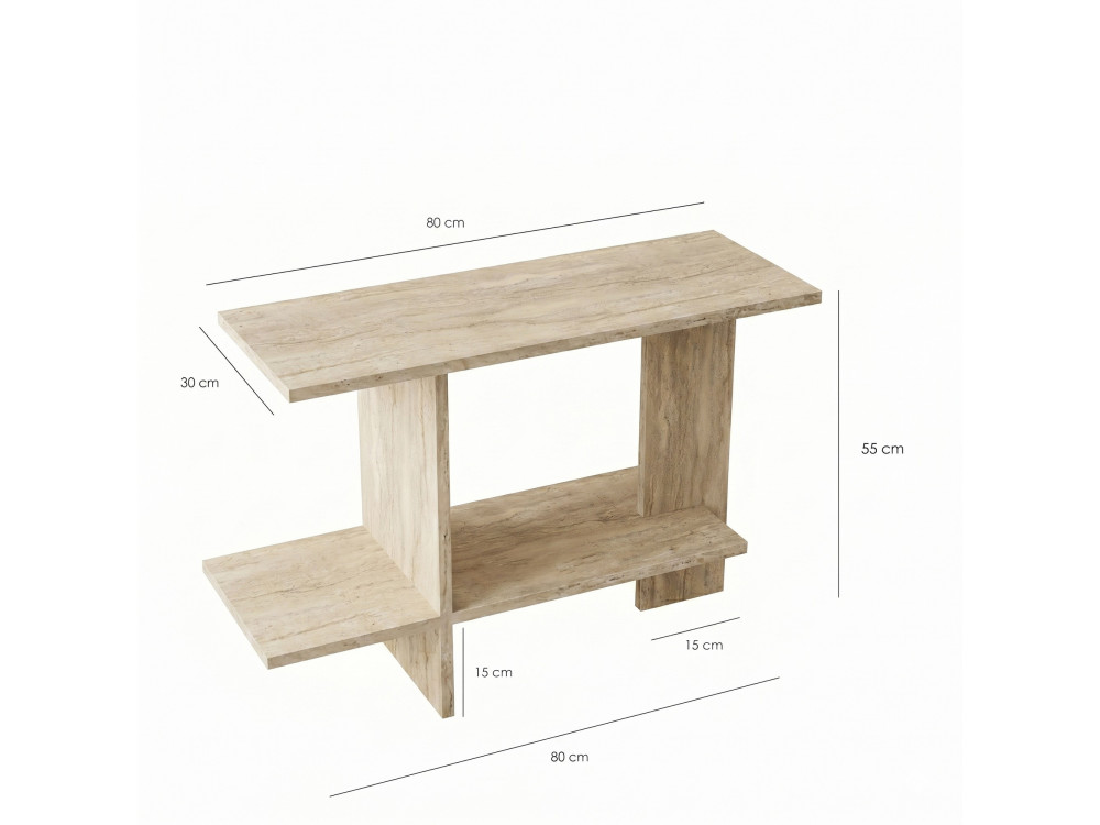 Beistelltisch aus Holz „Essenziale“ – 80 x 30 x 55 cm – Travertin