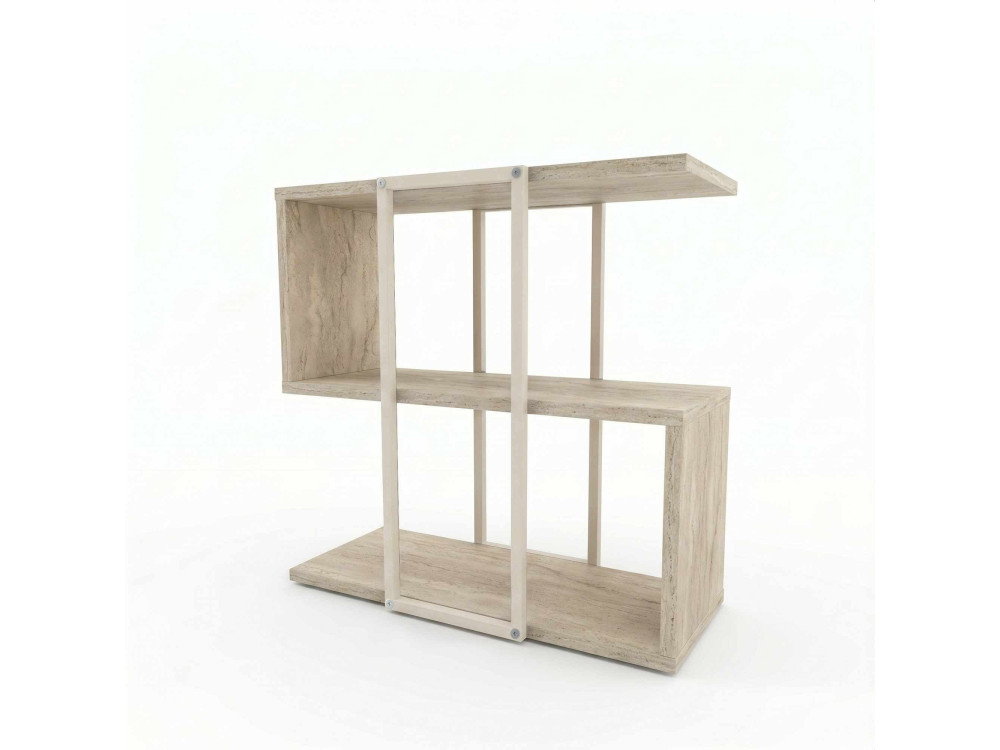 Beistelltisch aus Holz „HOMIA“ – 56 x 25 x 56 cm – Travertin