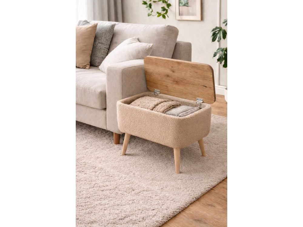 Beistelltisch aus Holz „Nora“ – 60 x 30 x 45 cm – Beige