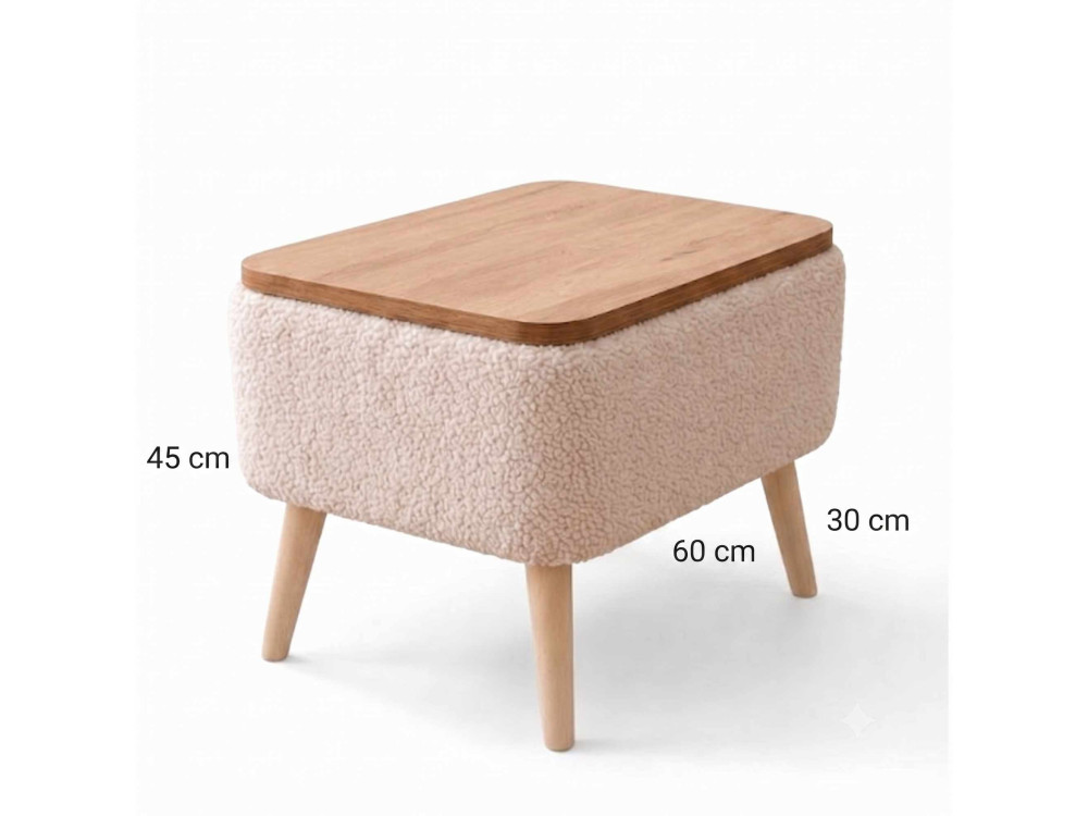 Beistelltisch aus Holz „Nora“ – 60 x 30 x 45 cm – Beige