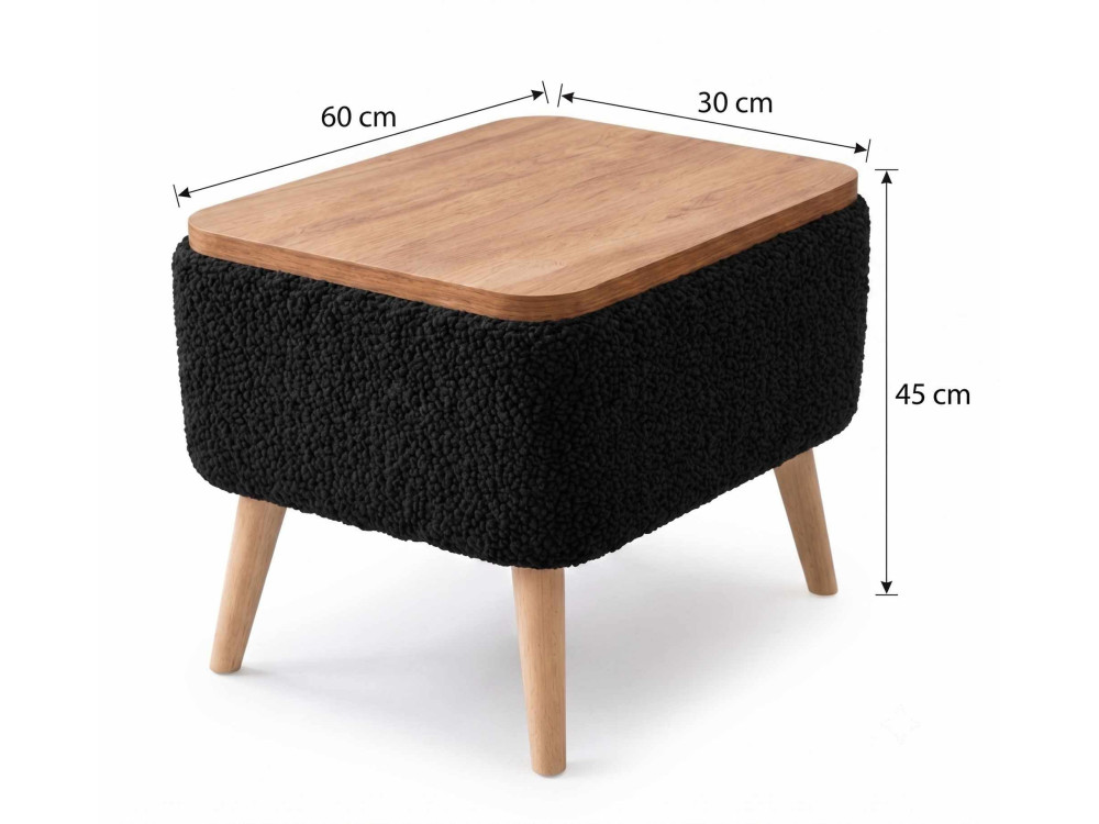 Beistelltisch aus Holz „Nora“ – 60 x 30 x 45 cm – Schwarz