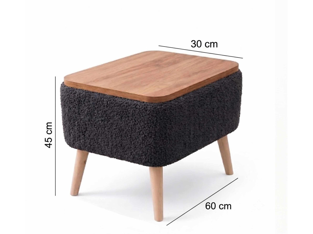 Beistelltisch aus Holz „Nora“ – 60 x 30 x 45 cm – Anthrazit